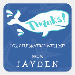 Baleine Stickers d'anniversaire Merci