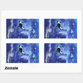 Baleine tueuse sur Pleine lune Bleu Sticker peintu (Feuille)