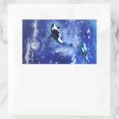 Baleine tueuse sur Pleine lune Bleu Sticker peintu (Sac)