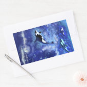 Baleine tueuse sur Pleine lune Bleu Sticker peintu (Enveloppe)