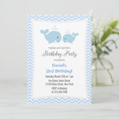 Baleines Anniversaire Invitation Blue (Debout devant)