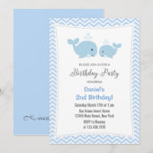 Baleines Anniversaire Invitation Blue (Devant / Derrière)