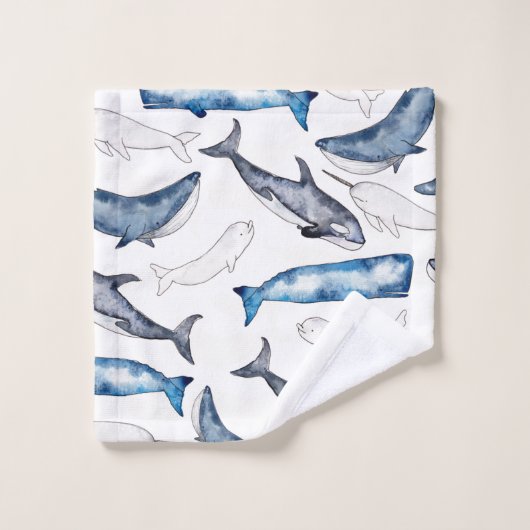Baleines aquarelles (Gant de toilette)