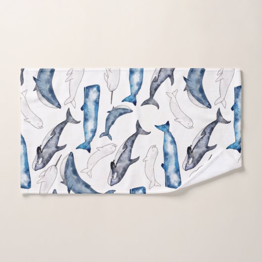 Baleines aquarelles (Serviette à main)