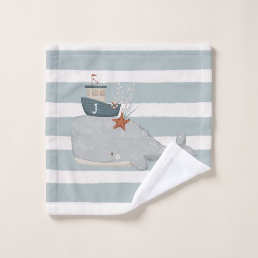 Baleines Baleines Serviette de bain avec nom (Gant de toilette)