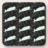 baleines blanches dessous de verre noir (Devant)