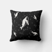 baleines blanches et bulles sur coussin noir (Verso)