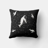 baleines blanches et bulles sur coussin noir (Verso)