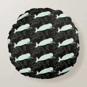 baleines blanches sur coussin à jeton noir