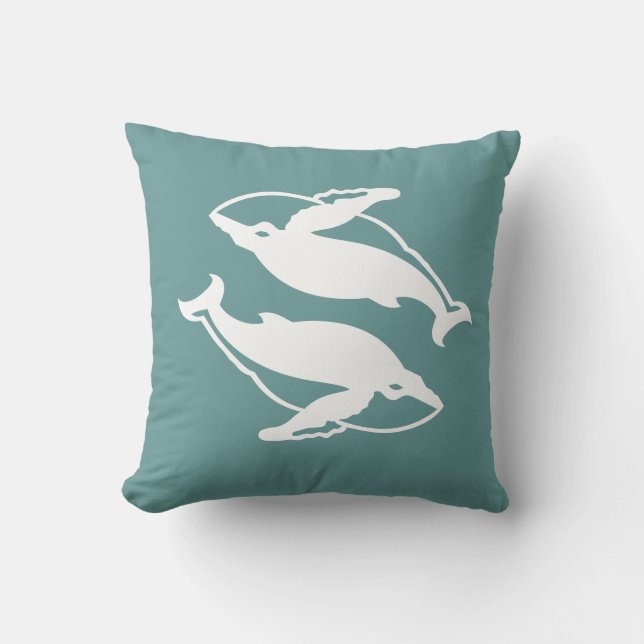 baleines blanches sur coussin gris bleu (Recto)