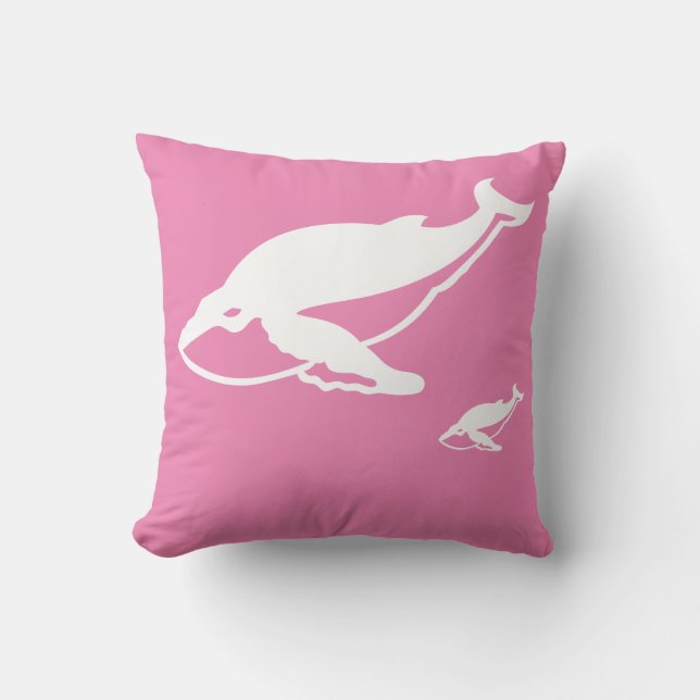baleines blanches sur coussin rose (Recto)