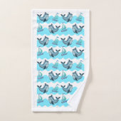 Baleines bleues et voiliers  (Serviette à main)