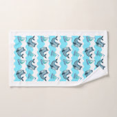 Baleines bleues et voiliers  (Serviette à main)