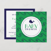Baleines contes et Wavy Navy & Green Invitation (Devant / Derrière)
