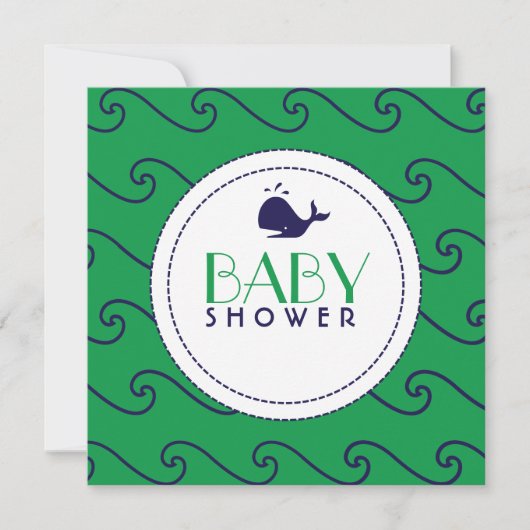 Baleines contes et Wavy Navy & Green Invitation (Devant)