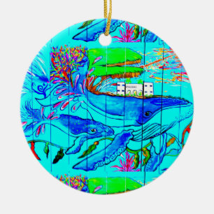 baleines et ornement de dauphins