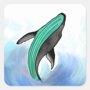 Baleines océan bleu mer amour autocollant art