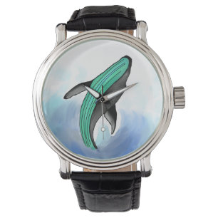 Baleines océan bleu mer amour nature art montre