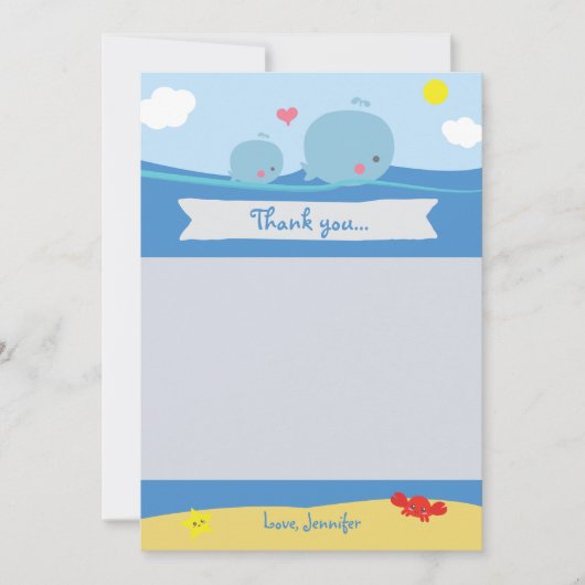 Baleines sous la Carte de remerciements de douche (Devant)