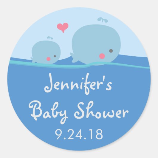 Baleines sous le Sticker Baby shower de mer (Devant)