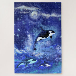 Baleines tueuses nager sur la Pleine lune Puzzle c