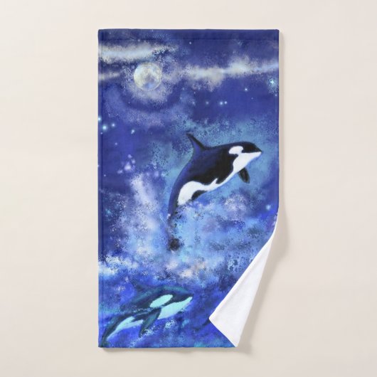 Baleines tueuses Pleine lune bleue Ensemble de ser (Serviette à main)