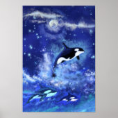 Baleines tueuses sur la Pleine lune bleue Tableau  (Devant)