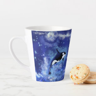 Baleines tueuses sur Pleine lune Latte Mug