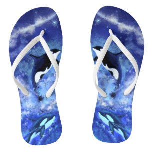 Baleines tueuses sur tongs bleus Pleines lunes