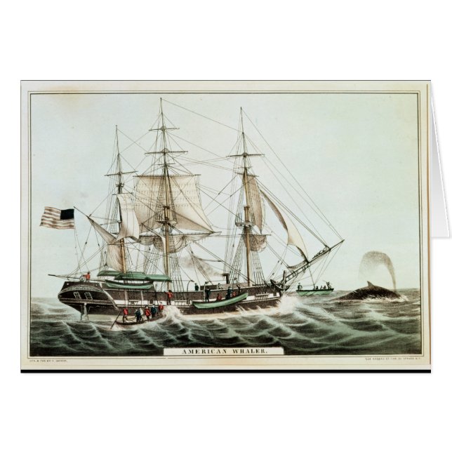 Baleinier américain, gravé par Nathaniel Currier (Devant horizontal)