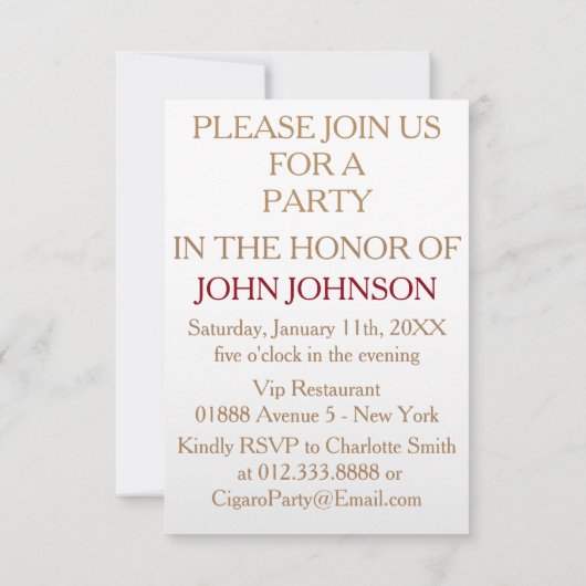 Balet bal heren uitnodiging (Achterkant)