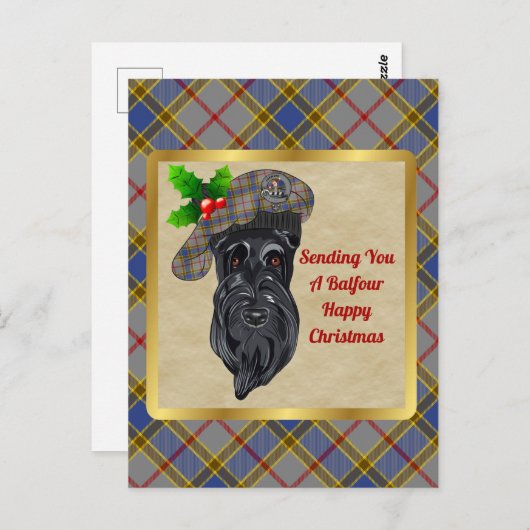 Balfour Clan Badge & Tartan Kerstmis Briefkaart (Voorkant / Achterkant)