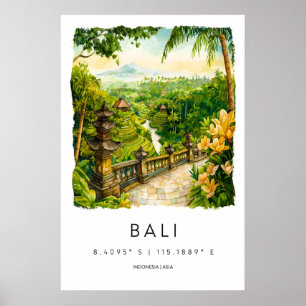Bali-aquarelposter Bali-reisprint Bali-muur Poster