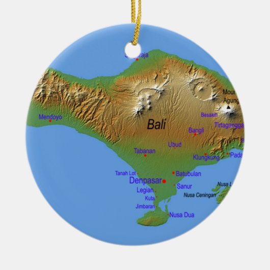 Bali Holliday Map Keramisch Ornament (Voorkant)