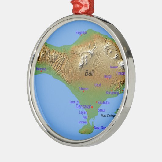 Bali Holliday Map Metalen Ornament (Links)
