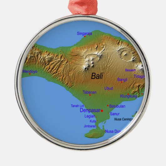 Bali Holliday Map Metalen Ornament (Voorkant)
