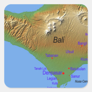 Bali Holliday Map Vierkante Sticker