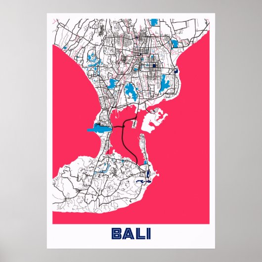 Bali - Indonesia MilkTea City Map Poster (Voorkant)