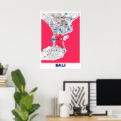 Bali - Indonesia MilkTea City Map Poster (Thuiskantoor)