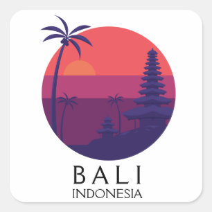 Bali Indonesia Temple Vintage Reizen Vierkante Sticker