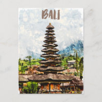 Bali Indonesia Ulun Danu Beratan Temple Briefkaart