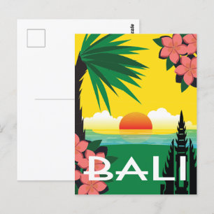 Bali Indonesia vintage-reisstijlillustratie Briefkaart