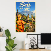 Bali Indonesia - Vintage Travel Poster (Bureau à domicile)