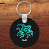 Bali Indonesia Zee Blue Tribal Turtle Sleutelhanger (Voorkant)
