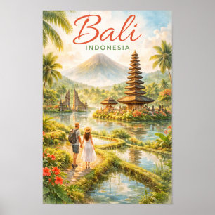 Bali Indonesië Aquarel Reis Tropisch Poster