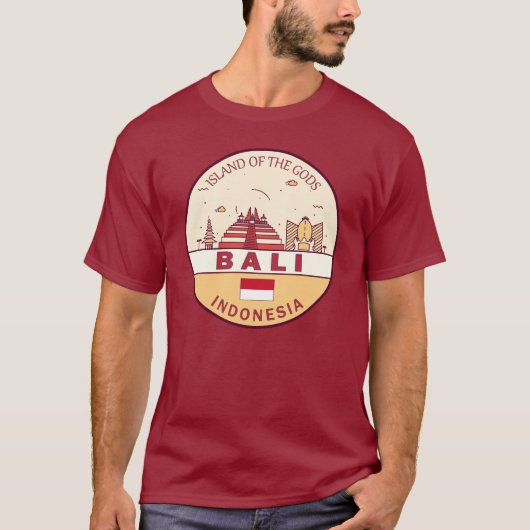 Bali Indonesië City Skyline Embleem T-shirt (Voorkant)