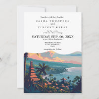 Bali Indonésie Faire-part de mariage Retro