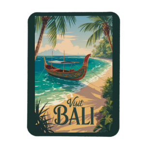 Bali Indonesië Illustratie Reis Kunst Vintage Magneet