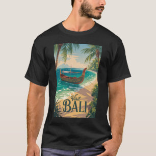 Bali Indonesië Illustratie Reis Kunst Vintage T-shirt