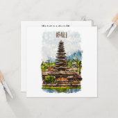 Bali Indonésie Ulun Danu Beratan Carte de voeux (Devant/Arrière en situation)